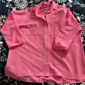 Show Me Your Mumu Johns Button Down Shirt Electric Pink Size Medium NWOT